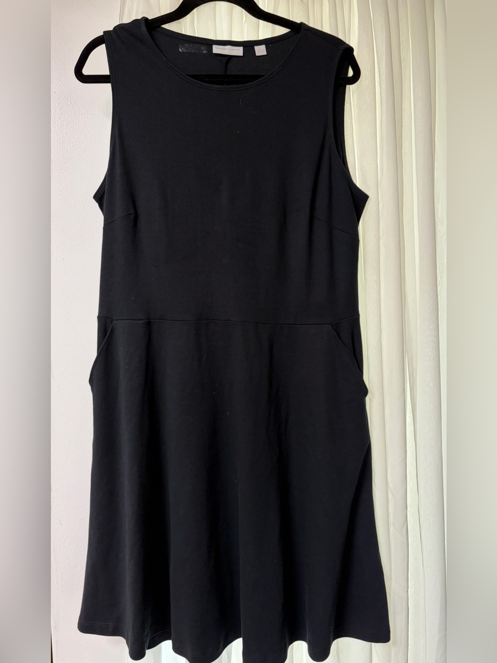 New York & Company Black Sleeveless Midi A-Line Dress